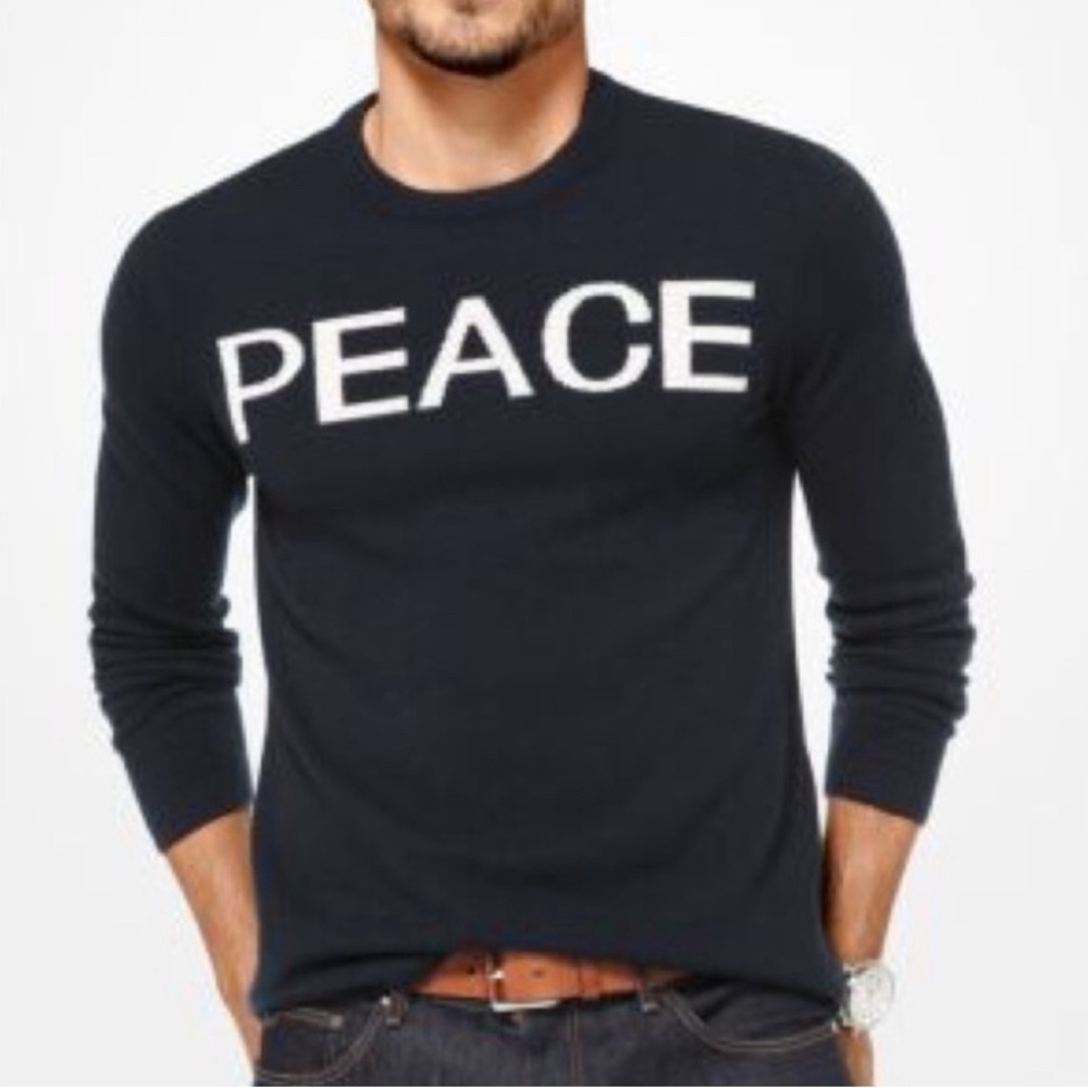 Michael Kors Mens 100% Cashmere Peace Sweater - M